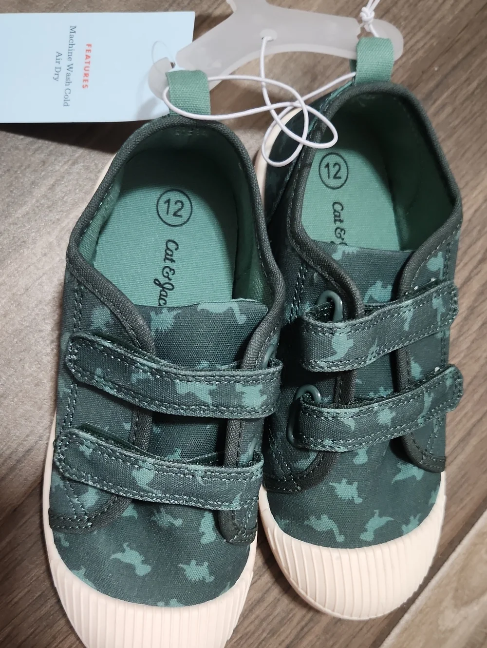 Cat & Jack Green Camo Slip-On Velcro Sneakers